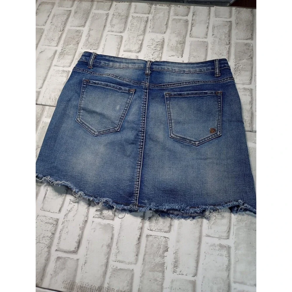 Indigo Rein Juniors Size 13 Distressed Denim Mini Skirt - Picture 2 of 9